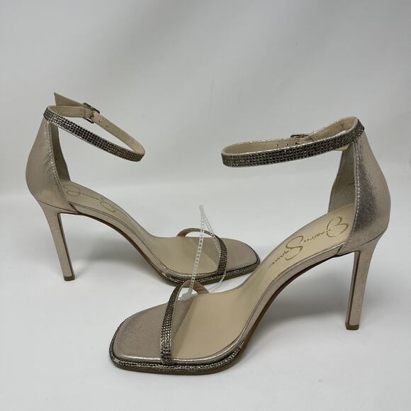 Jessica Simpson Ostey Heeled Sandals Womens Size 9.5 Champagne Rhinestone NEW - Picture 9 of 15
